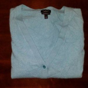 Talbots Small S Pure Cashmere Blue Button Up Long Sleeve Womens Cardigan Sweater